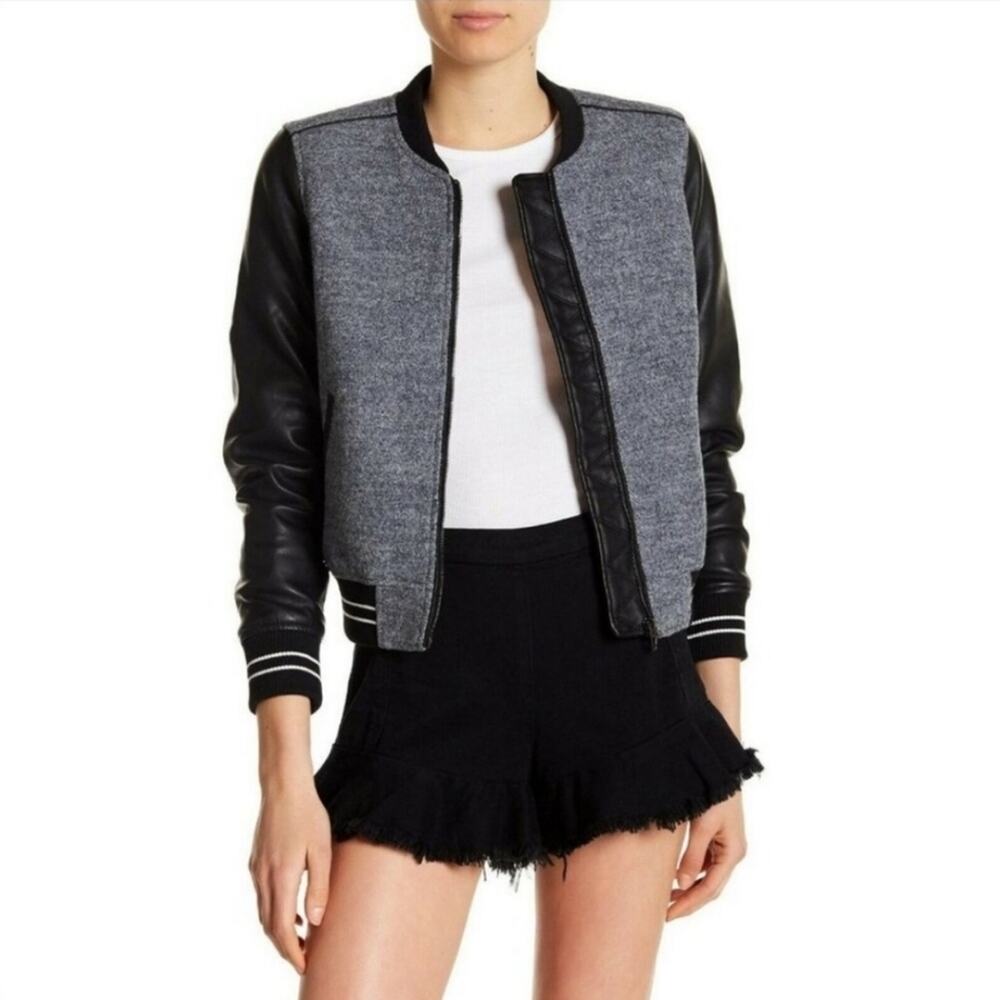 Blank NYC Gray and Black Varsity Jacket